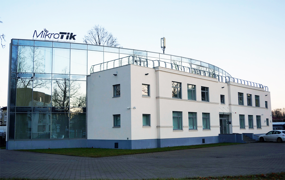 Showing the outside of the MikroTik RouterOS Training Centre building in Riga, Latvia
